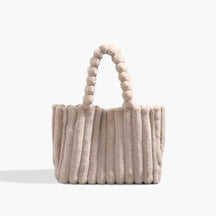 Plüschige Tasche - Beige - Damen Handtaschen - Handtasche Schultertasche Shopper - Concept Frankfurt
