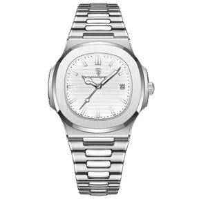 Lugan™ Klassisches Uhrwerk aus Edelstahl - Weiß - Lugan™ Klassisches Uhrwerk aus Edelstahl - € - heren accessoires - Concept Frankfurt
