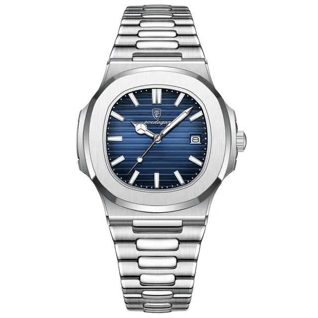 Lugan™ Klassisches Uhrwerk aus Edelstahl - Blau - Lugan™ Klassisches Uhrwerk aus Edelstahl - € - heren accessoires - Concept Frankfurt