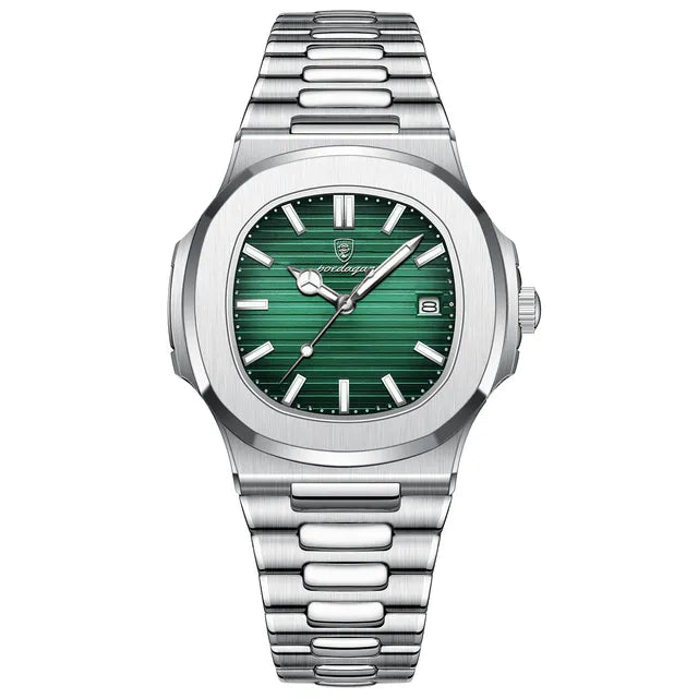 Lugan™ Klassisches Uhrwerk aus Edelstahl - Grün - Lugan™ Klassisches Uhrwerk aus Edelstahl - € - heren accessoires - Concept Frankfurt