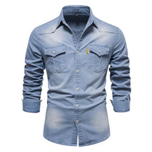 Bobby™ | Stylische Jeansbluse für Männer - Babyblau - - - Concept Frankfurt