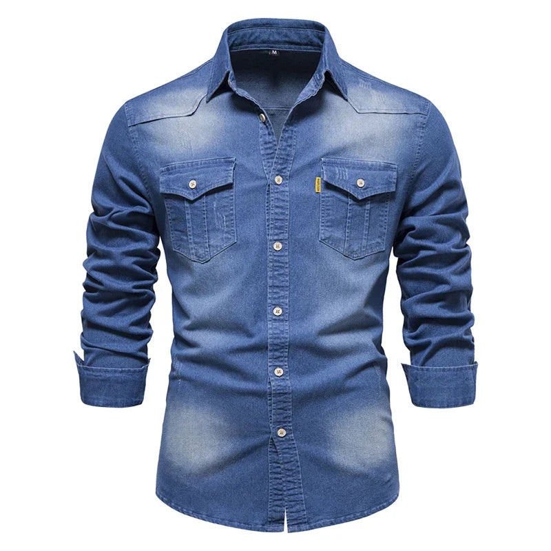 Bobby™ | Stylische Jeansbluse für Männer - Marineblau - - - Concept Frankfurt