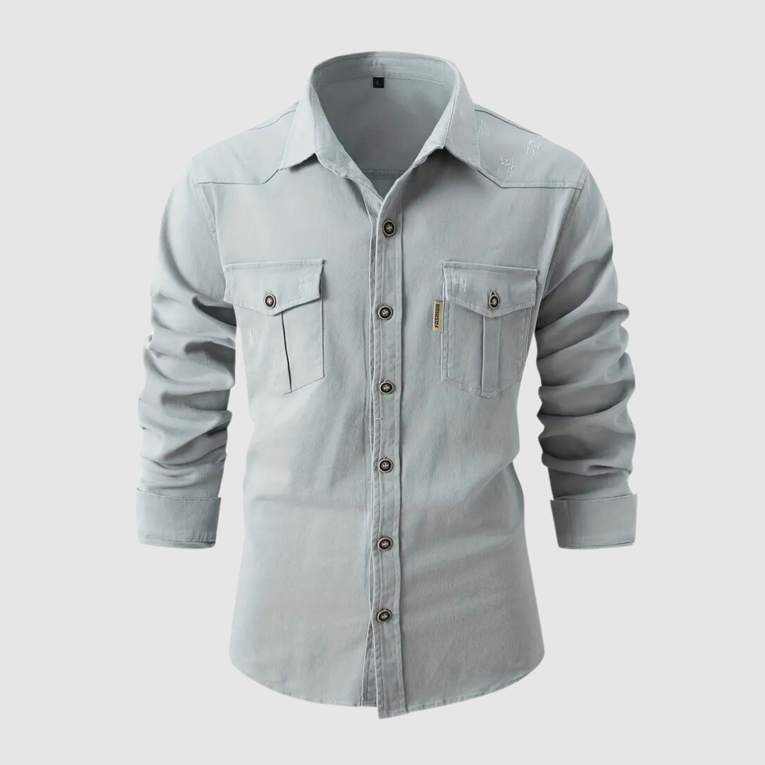Samuel Trendy Men's Blouse™ - Grau - - heren kleding - Concept Frankfurt