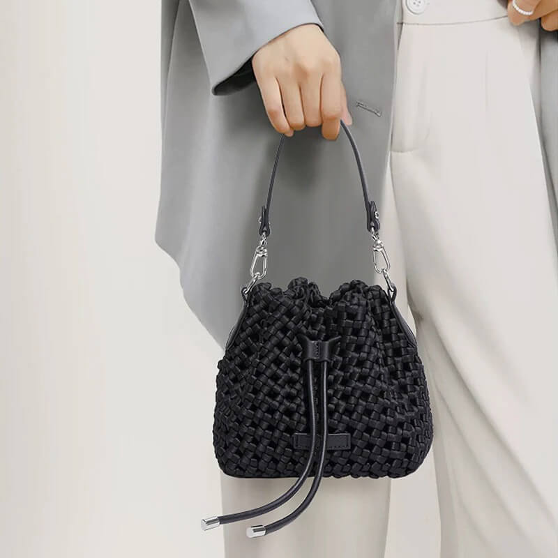 Flechtoptik Beuteltasche - - Damen Handtaschen - Handtasche Schultertasche - Concept Frankfurt