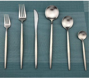 36 Stück Minimalistisches Besteck - 36Stück Mattes Silber - Cutlery Dining frendorfsale Kitchen Tuckhub utensils - Concept Frankfurt