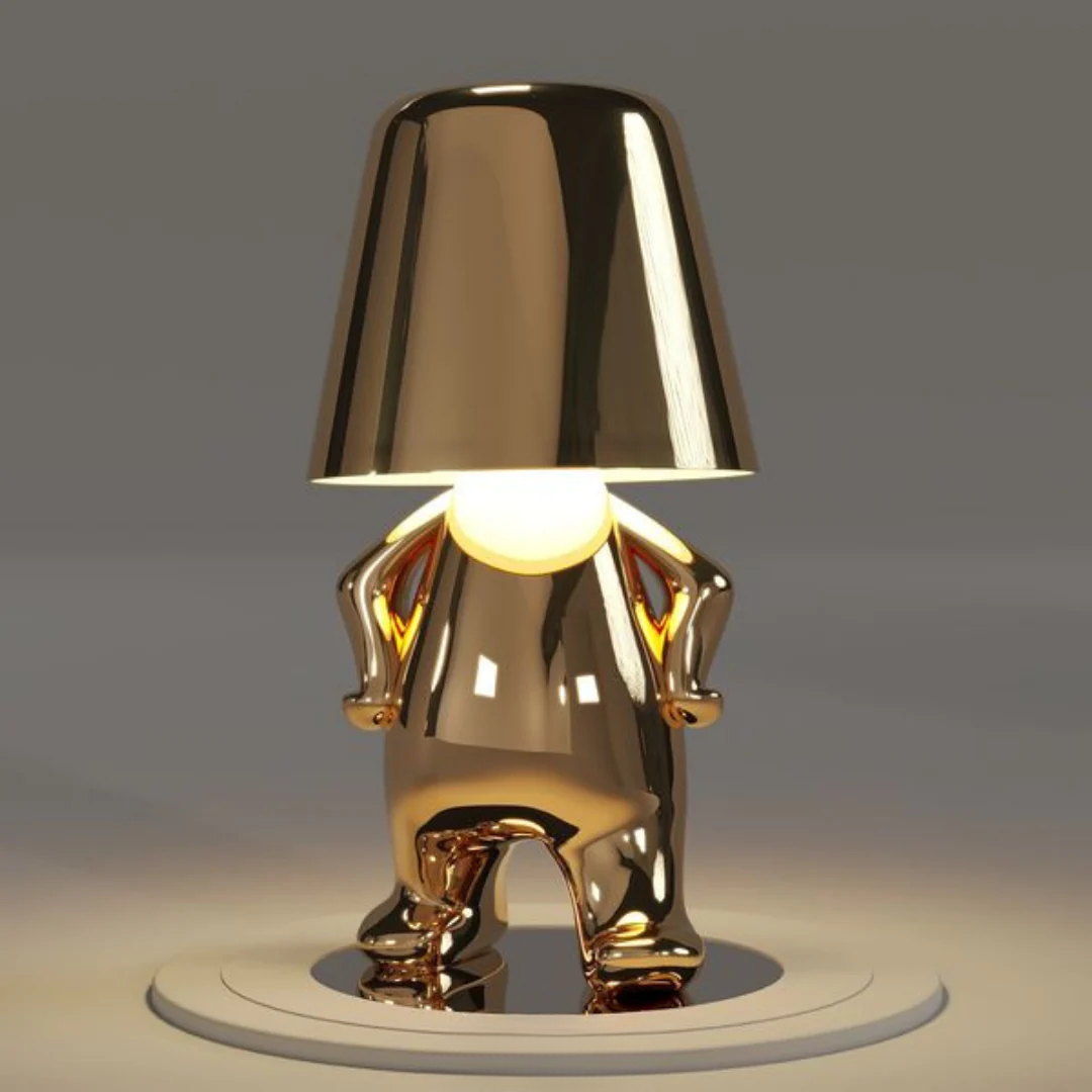 RayDude | Golden Man Lampe - Gold Selbstbewusst - Tischlampen Tragbare Lampen - Concept Frankfurt