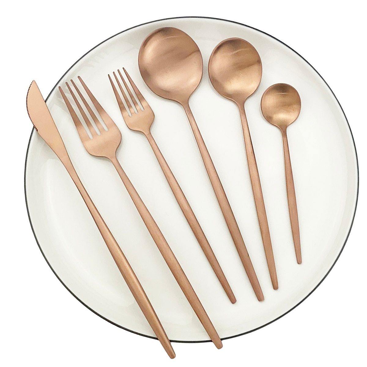 36 Stück Minimalistisches Besteck - 36Stück Matte Rose - Cutlery Dining frendorfsale Kitchen Tuckhub utensils - Concept Frankfurt