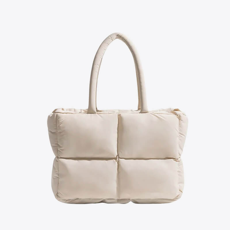Quilted Puffer Tote - Beige - - Concept Frankfurt