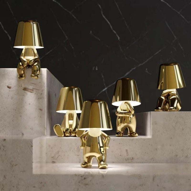 RayDude | Golden Man Lampe - Gold Komplettes Set Von 5 - Tischlampen Tragbare Lampen - Concept Frankfurt