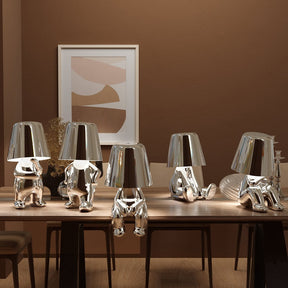 RayDude | Golden Man Lampe - Silber Komplettes Set Von 5 - Tischlampen Tragbare Lampen - Concept Frankfurt