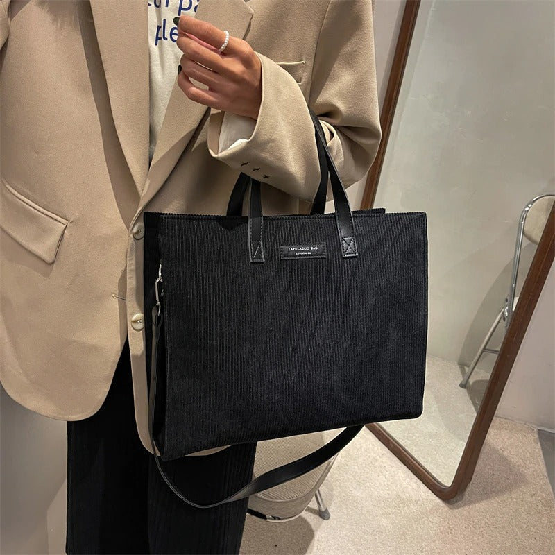 Nora | Corduroy Tote Tasche - Schwarz - Bags Sale - Concept Frankfurt